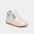 Chaussures cérémonie semelle souple cuir blanc bébé fille - 1