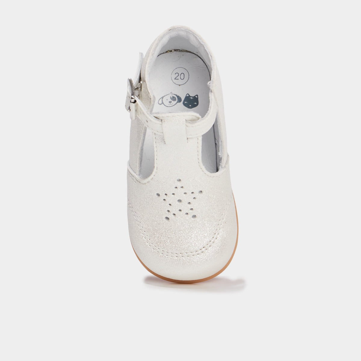 Chaussures cérémonie semelle souple cuir blanc bébé fille - 2