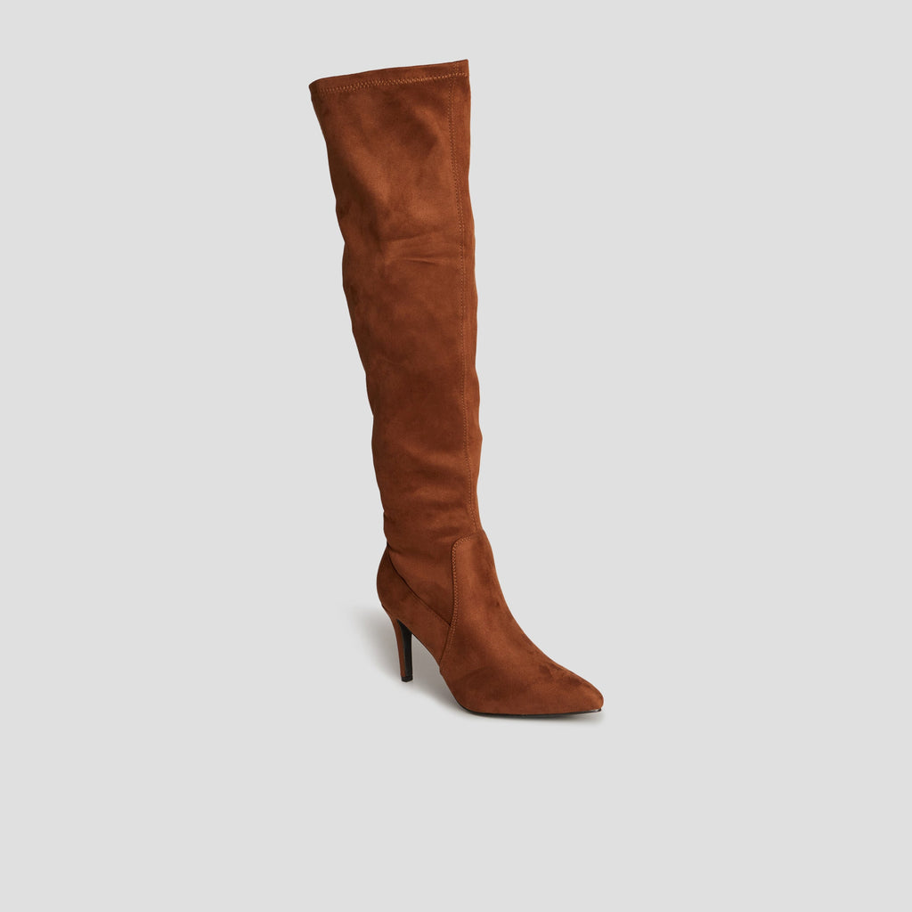 Cuissardes zippées effet suédine marron femme - 1