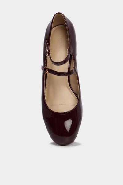 Women's Burgundy Patent Double-Strap Mary Jane Heels