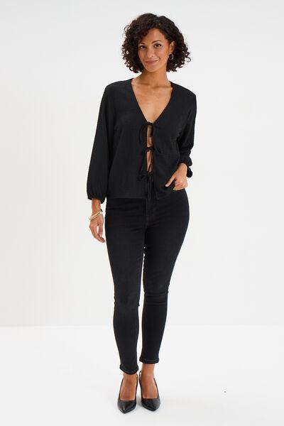 Women's High-Waist Cropped Black Skinny Jeans