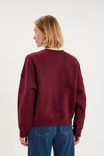 Women's Burgundy Oversize Embroidered Logo Sweatshirt