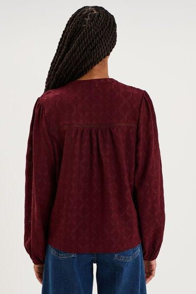 Women's Dark Plum Broderie Anglaise Long-Sleeve Blouse
