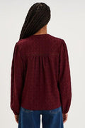 Women's Dark Plum Broderie Anglaise Long-Sleeve Blouse