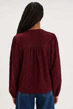 Women's Dark Plum Broderie Anglaise Long-Sleeve Blouse