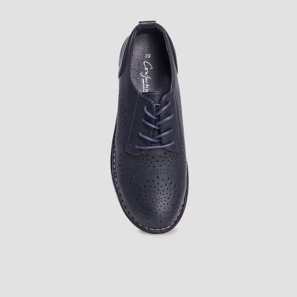 Derbies à lacets compensées bleu marine femme - 2