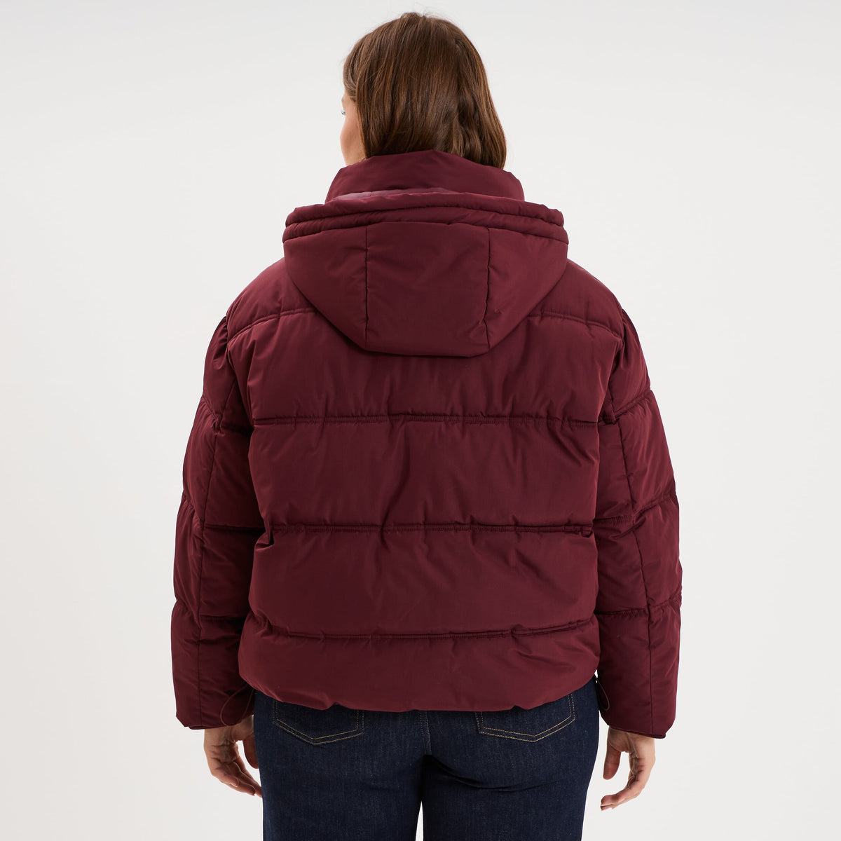Doudoune à capuche oversize zippée violet foncé femme grande taille - 2