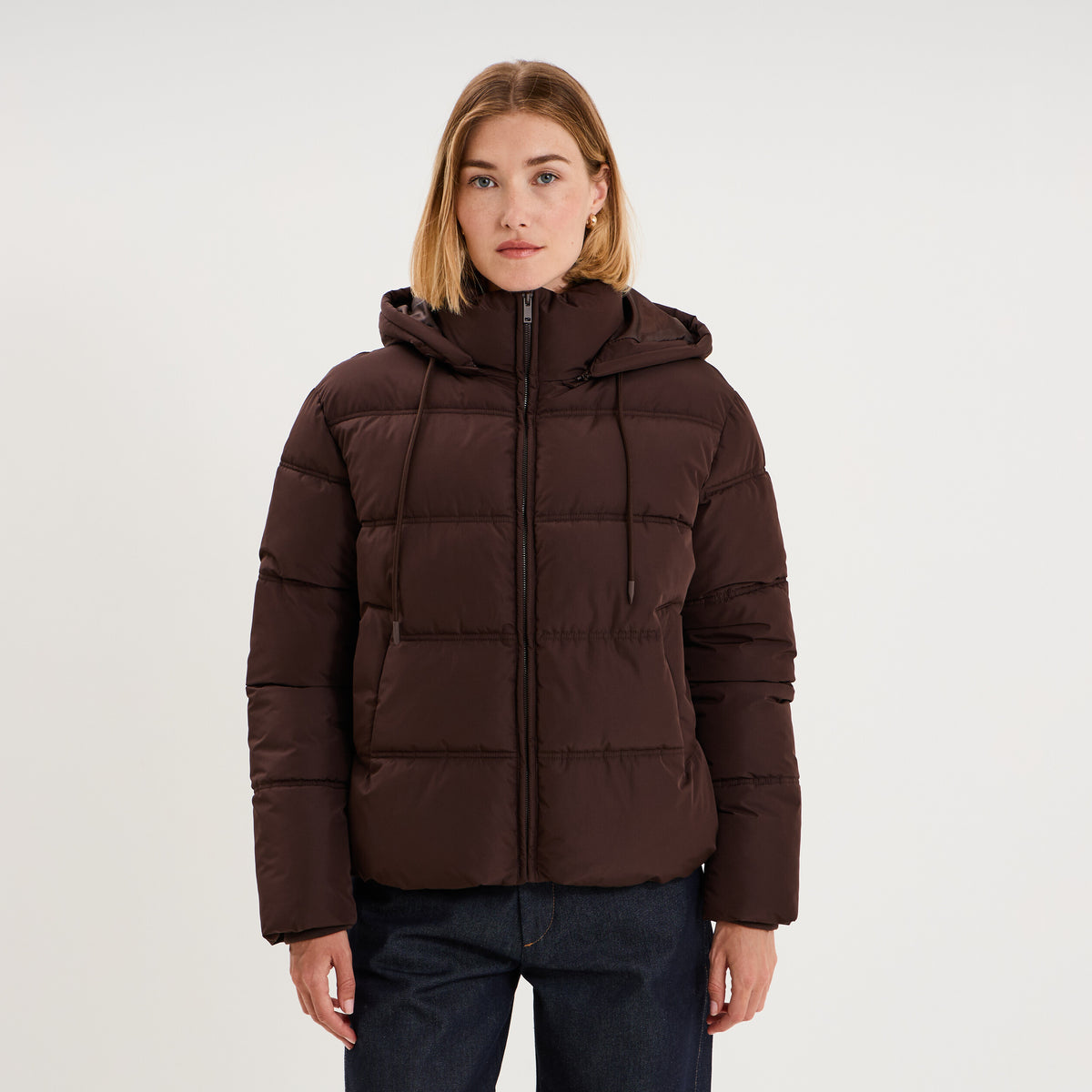 Doudoune à capuche zippée femme rouge femme - 3