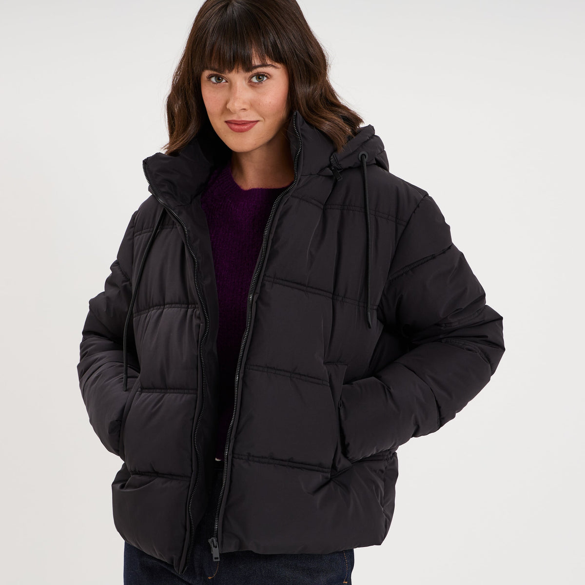 Doudoune à capuche zippée femme rouge femme - 9