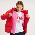 Doudoune à capuche zippée femme rouge femme - 1