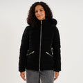 Doudoune courte capuche fausse fourrure noir femme - 1