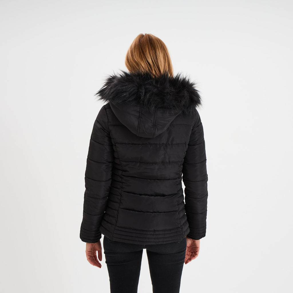 Doudoune déperlante à capuche amovible noir femme - 2