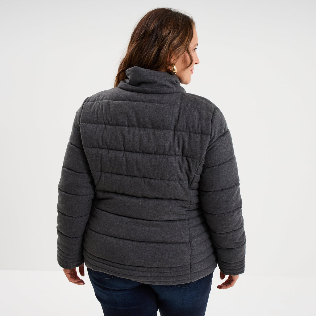 Doudoune déperlante à capuche gris argent femme grande taille - 2