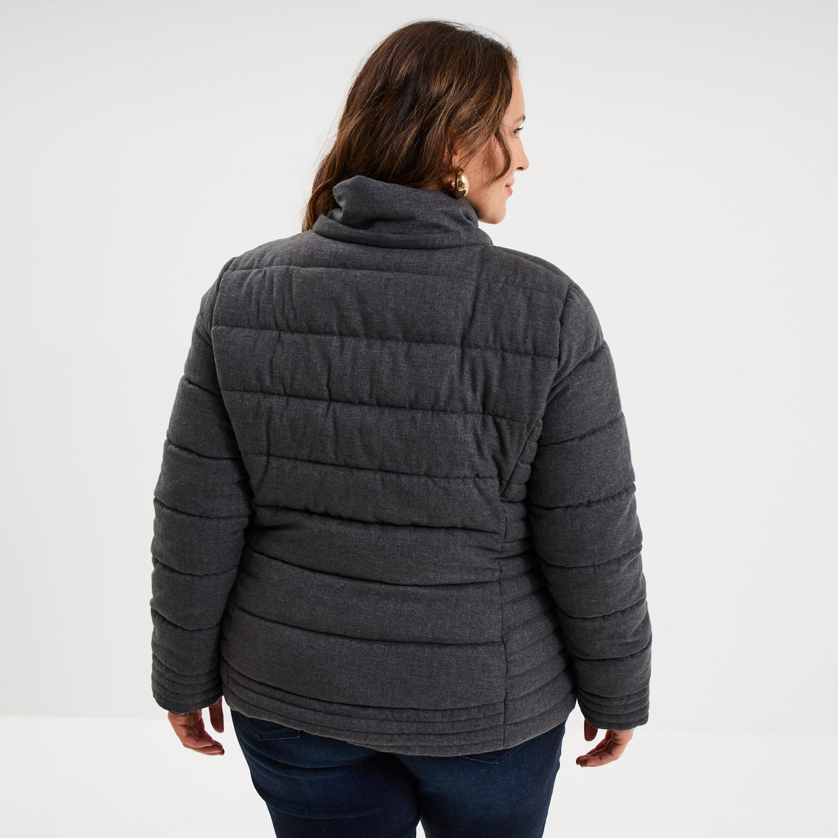 Doudoune déperlante à capuche gris argent femme grande taille - 2