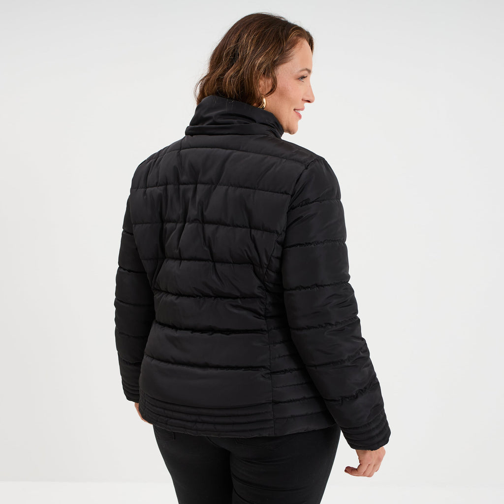 Doudoune déperlante à capuche noir femme grande taille - 2