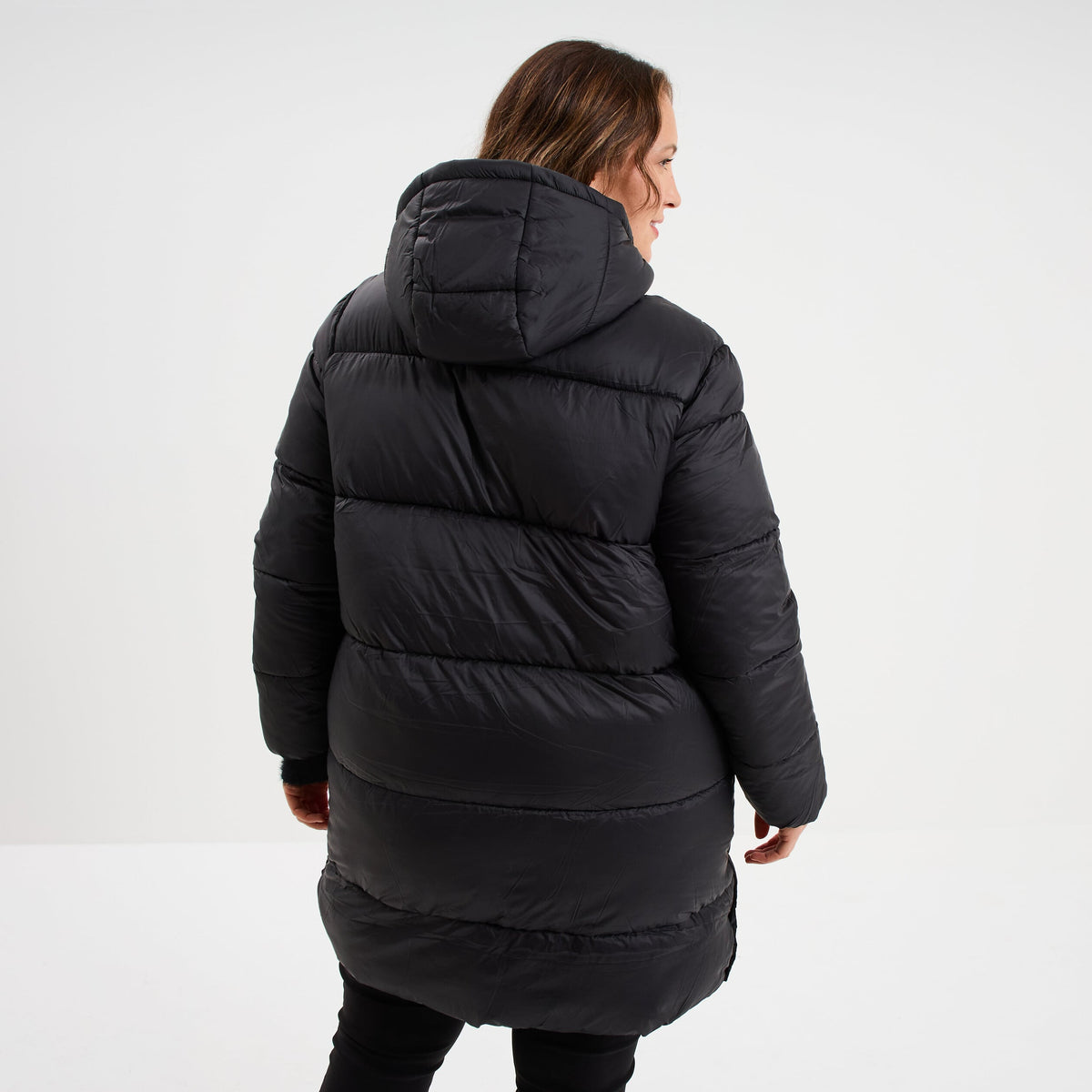 Doudoune longue à capuche noir femme grande taille - 2