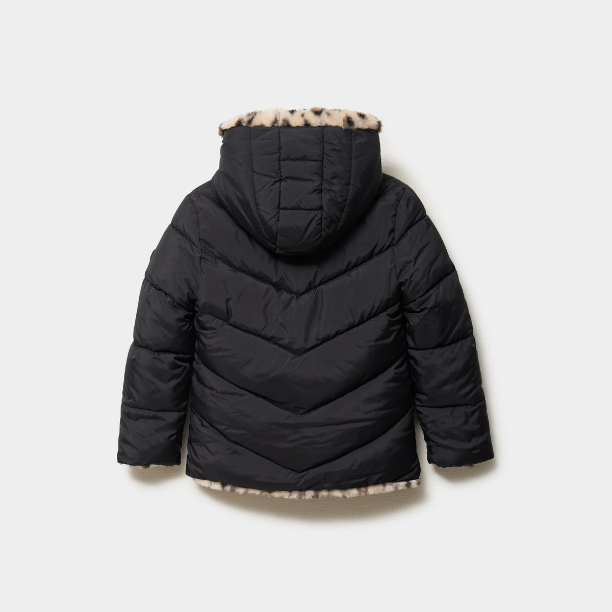Doudoune réversible fourrée à capuche noir fille - 2