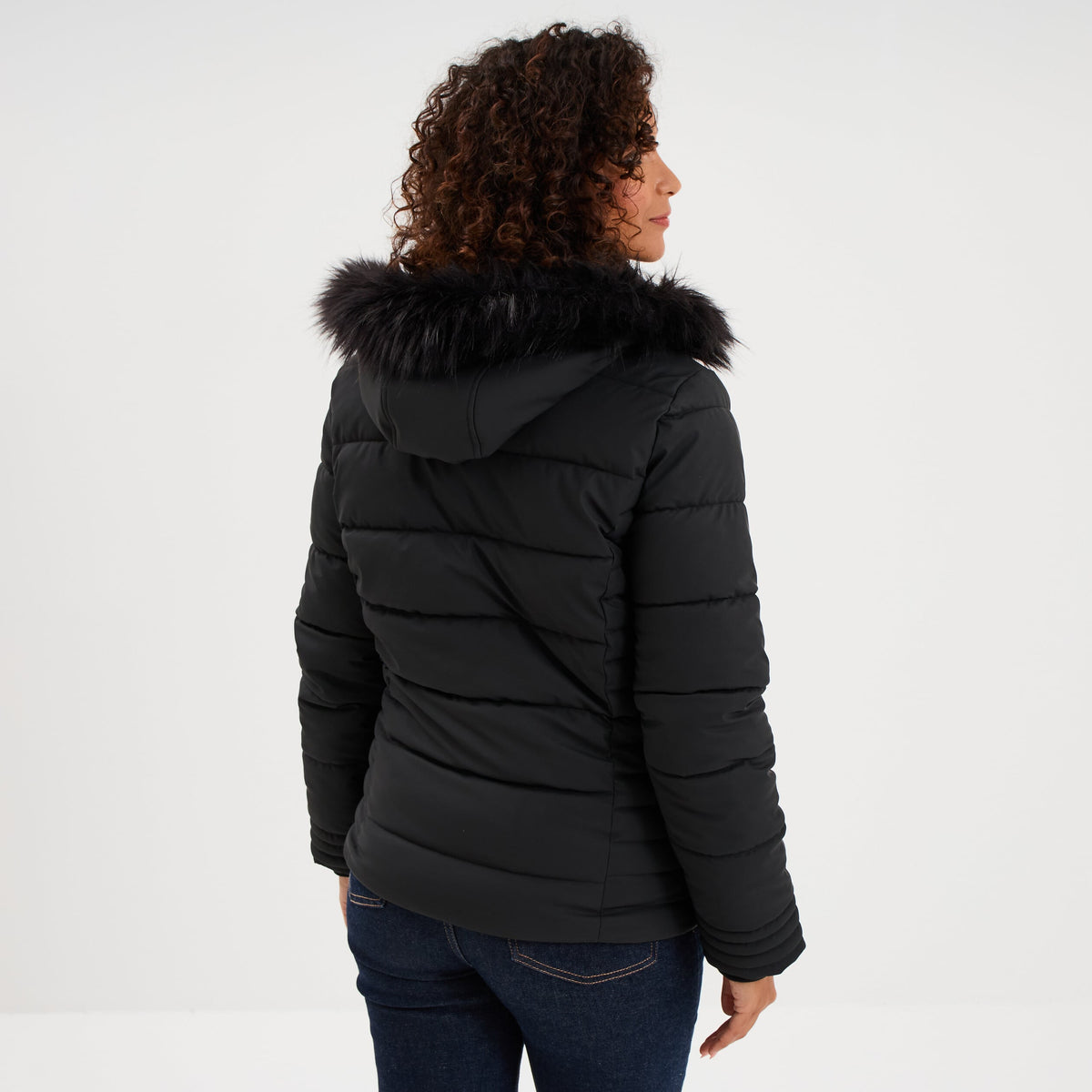 Doudoune simili cuir à capuche sable femme - 4
