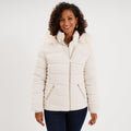 Doudoune simili cuir à capuche sable femme - 1