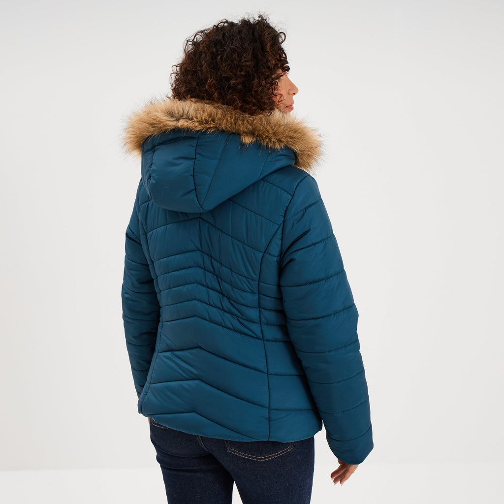 Doudoune zippée capuche amovible bleu canard femme - 2