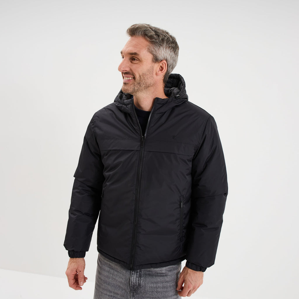 Doudoune zippée réversible à capuche noir homme - 1