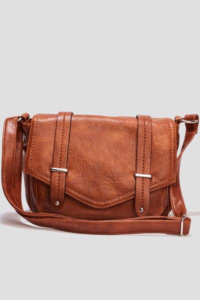 Women's Cognac Brown Satchel Bag with Shoulder Strap