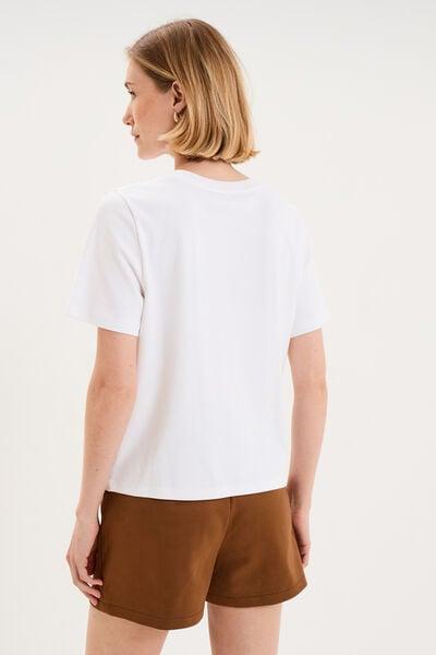 Women's White Cotton Short-Sleeve Crew Neck Tee