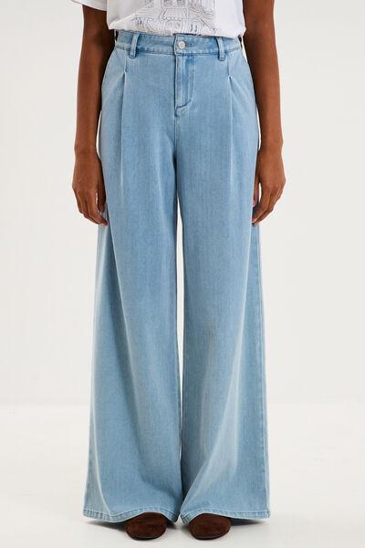 Women's Triple Stone High-Waist Pleated Wide-Leg Jeans