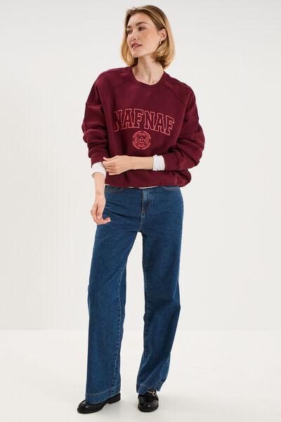 Women's Burgundy Oversize Embroidered Logo Sweatshirt