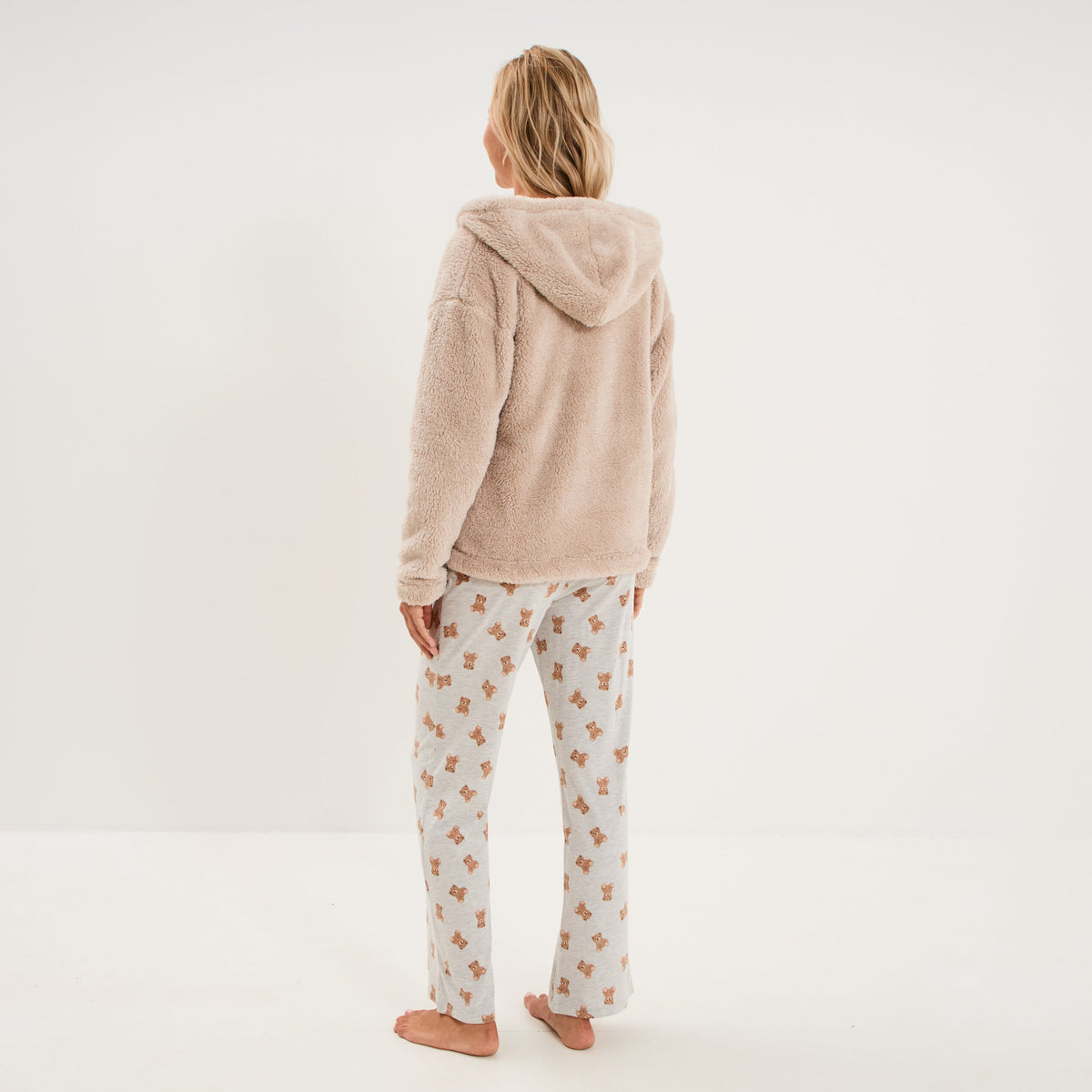 Ensemble pyjama 3 pièces veste polaire ecru femme - 2