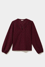 Women's Dark Plum Broderie Anglaise Long-Sleeve Blouse