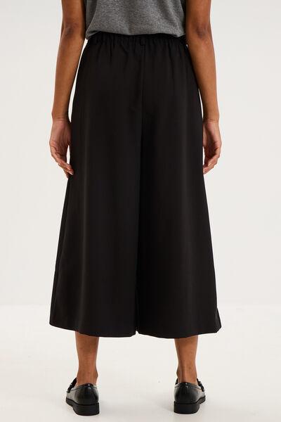 Women's Black High-Waist Wide-Leg Culottes