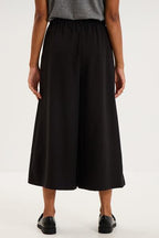 Women's Black High-Waist Wide-Leg Culottes