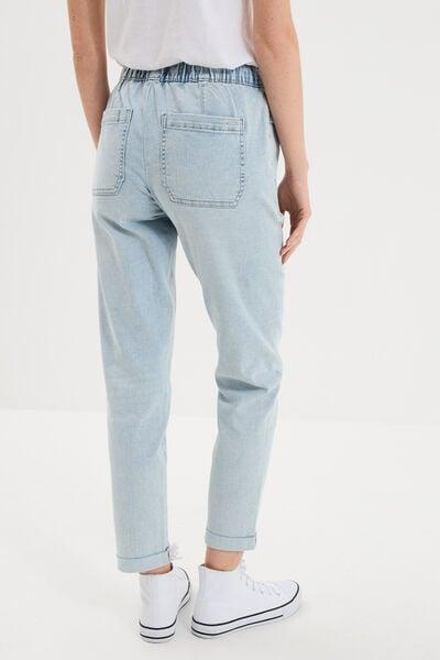 Women's Elasticated-Waist Cropped Straight Jeans