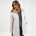 Manteau à capuche fausse fourrure gris clair femme - 1