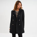 Manteau caban double boutonnage noir femme - 1