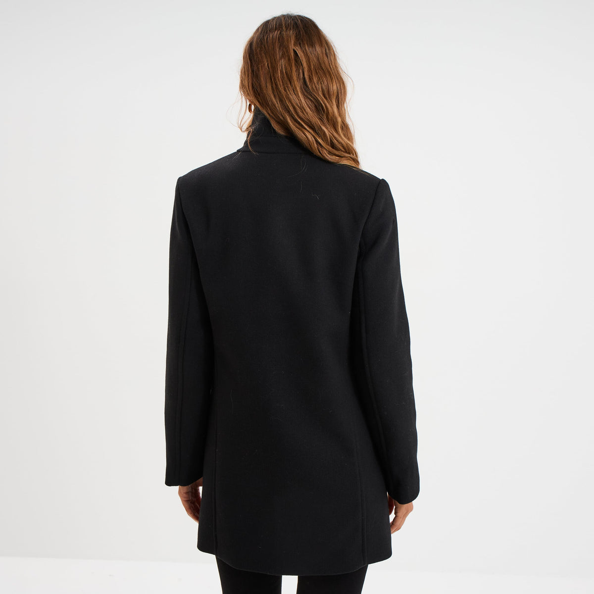 Manteau caban double boutonnage noir femme - 2