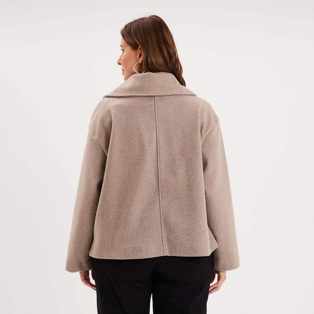 Manteau court double boutonnage beige femme grande taille - 2