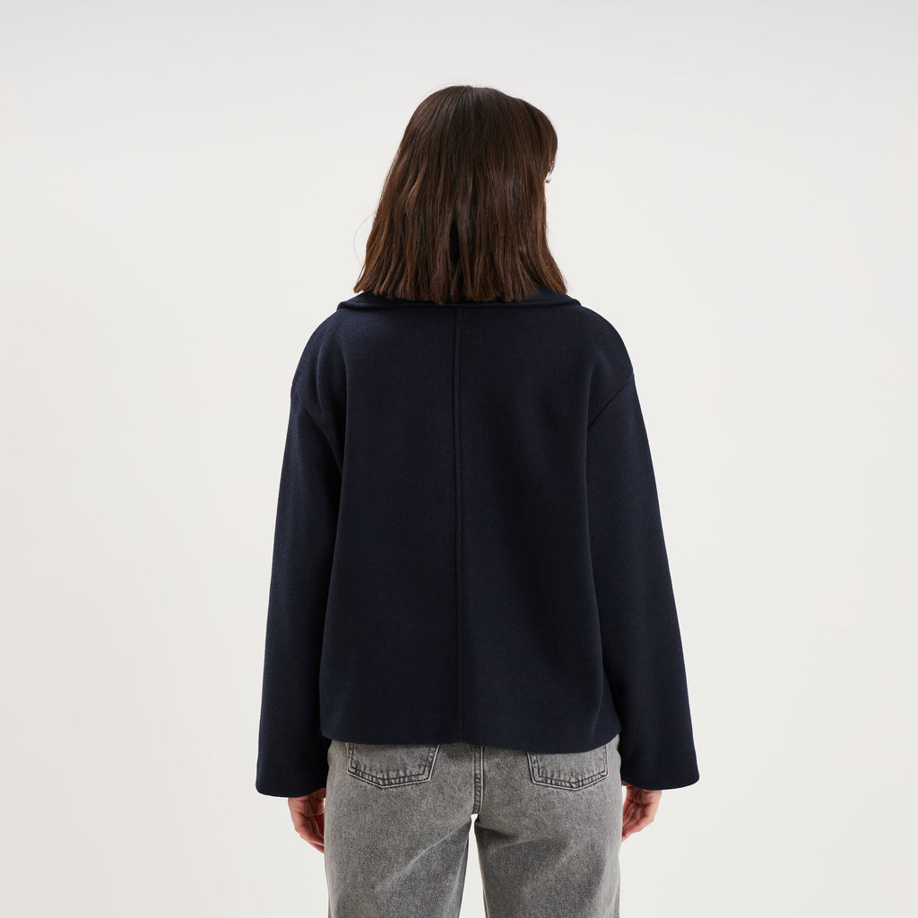 Manteau court double boutonnage noir femme - 4