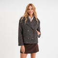Manteau court double boutonnage multicolore femme - 1