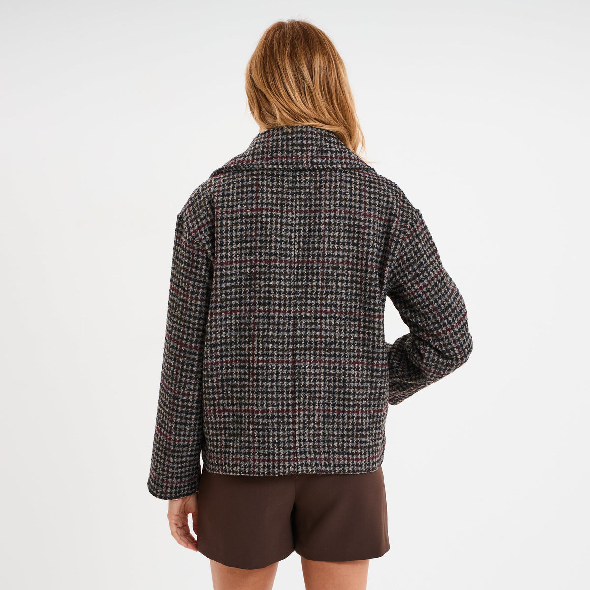 Manteau court double boutonnage multicolore femme - 2