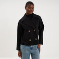 Manteau court double boutonnage noir femme - 1