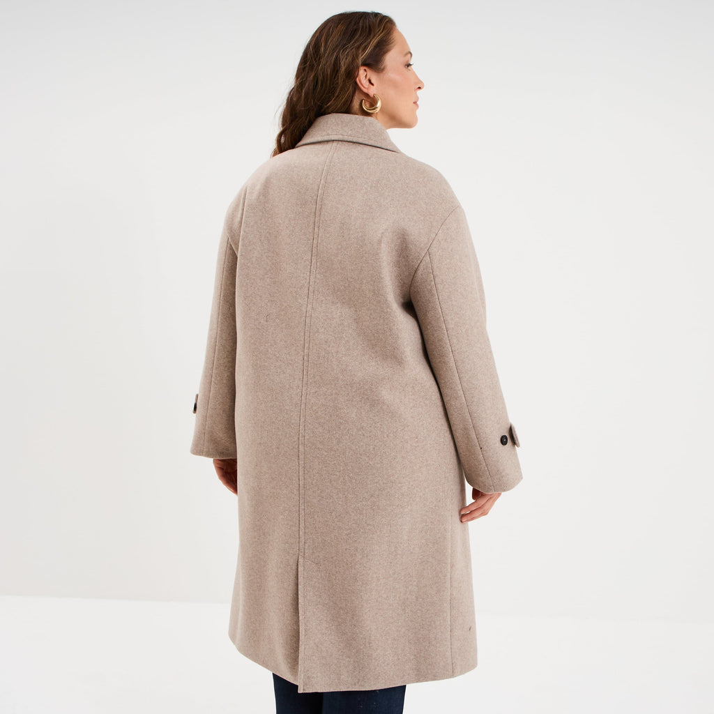 Manteau double boutonnage beige femme grande taille - 2