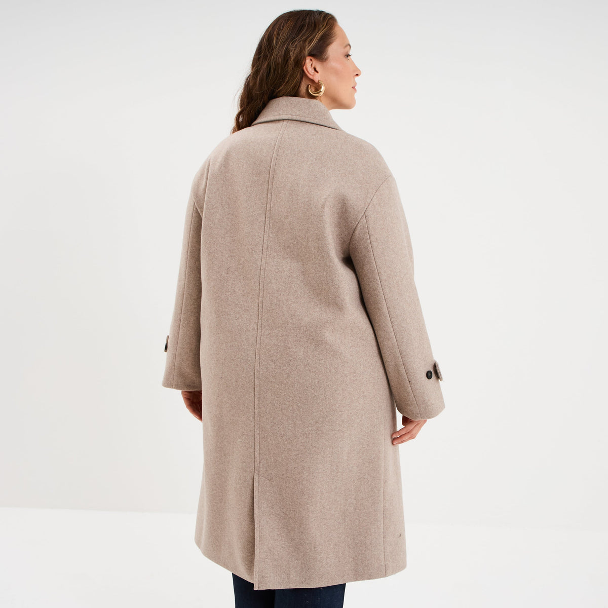 Manteau double boutonnage beige femme grande taille - 2