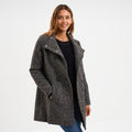Manteau droit mi-long col montant doublé gris foncé femme - 1