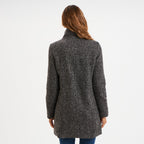 Manteau droit mi-long col montant doublé gris foncé femme - 2