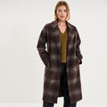 Manteau long oversize boutonné marron chocolat femme - 1