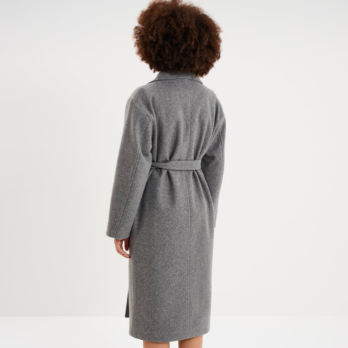 Manteau long oversize ceinturé marron foncé femme - 4