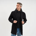 Manteau mi-long 3 en 1 à capuche noir homme - 1