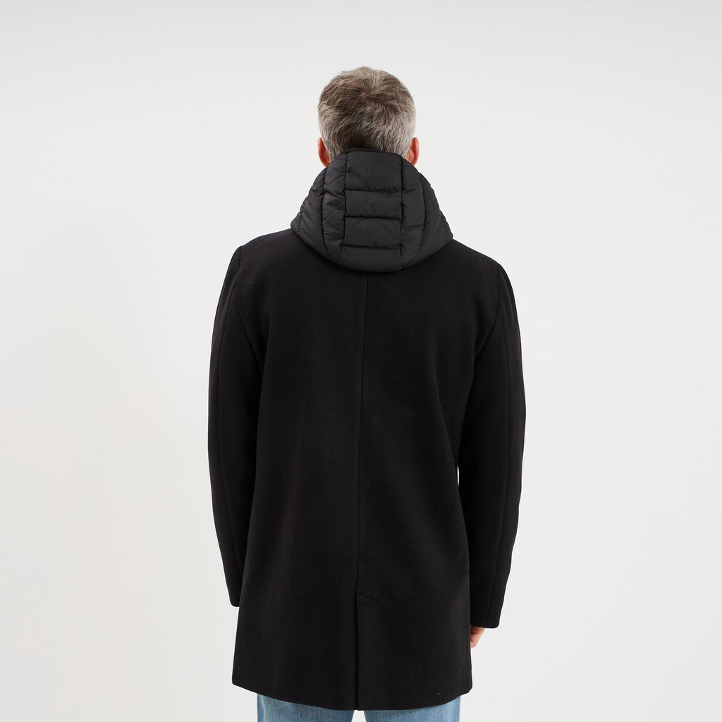 Manteau mi-long 3 en 1 à capuche noir homme - 2
